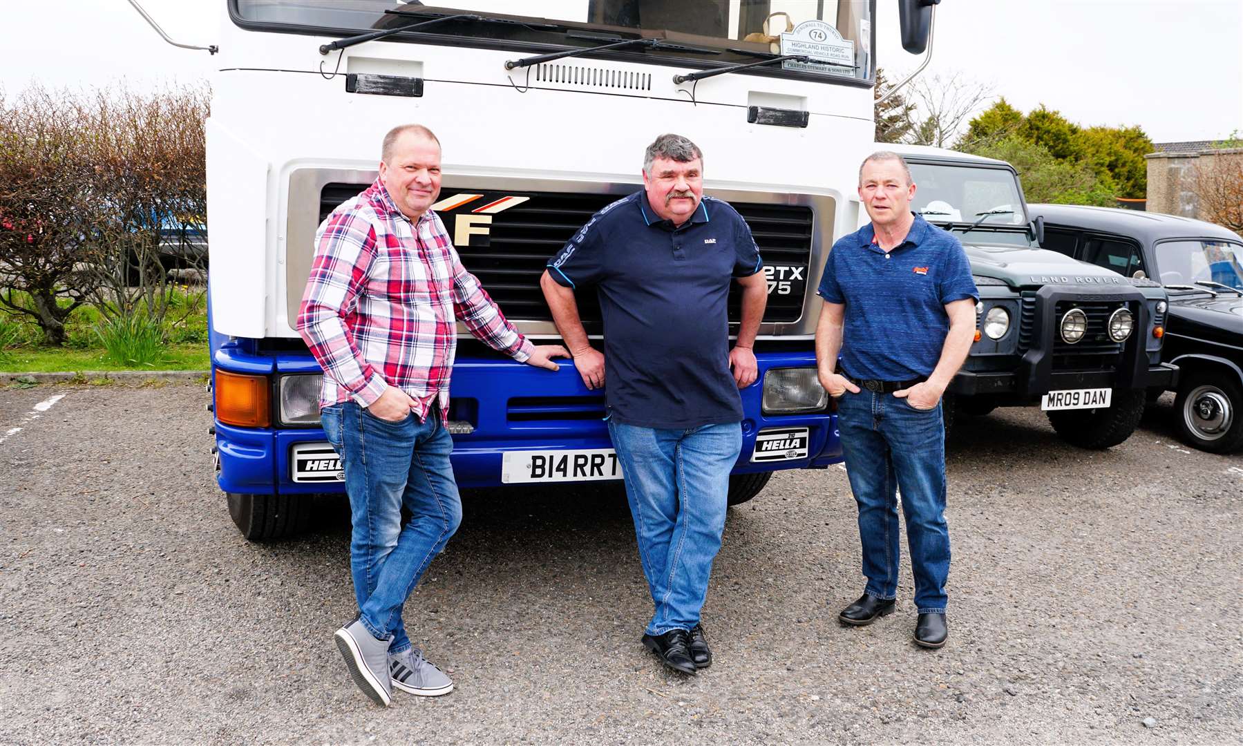 Three of the lorry drivers pictured after they arrived in Thurso from Dingwall. From left, Alfie Matthew, Jim Staton and Charlie Walters. Picture: DGS