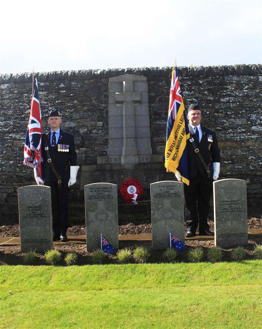 Standard-bearers Angus Mackay (left) and Kev Stewart from the Wick, Canisbay and Latheron branch of the Royal British Legion Scotland. Picture: Alan Hendry