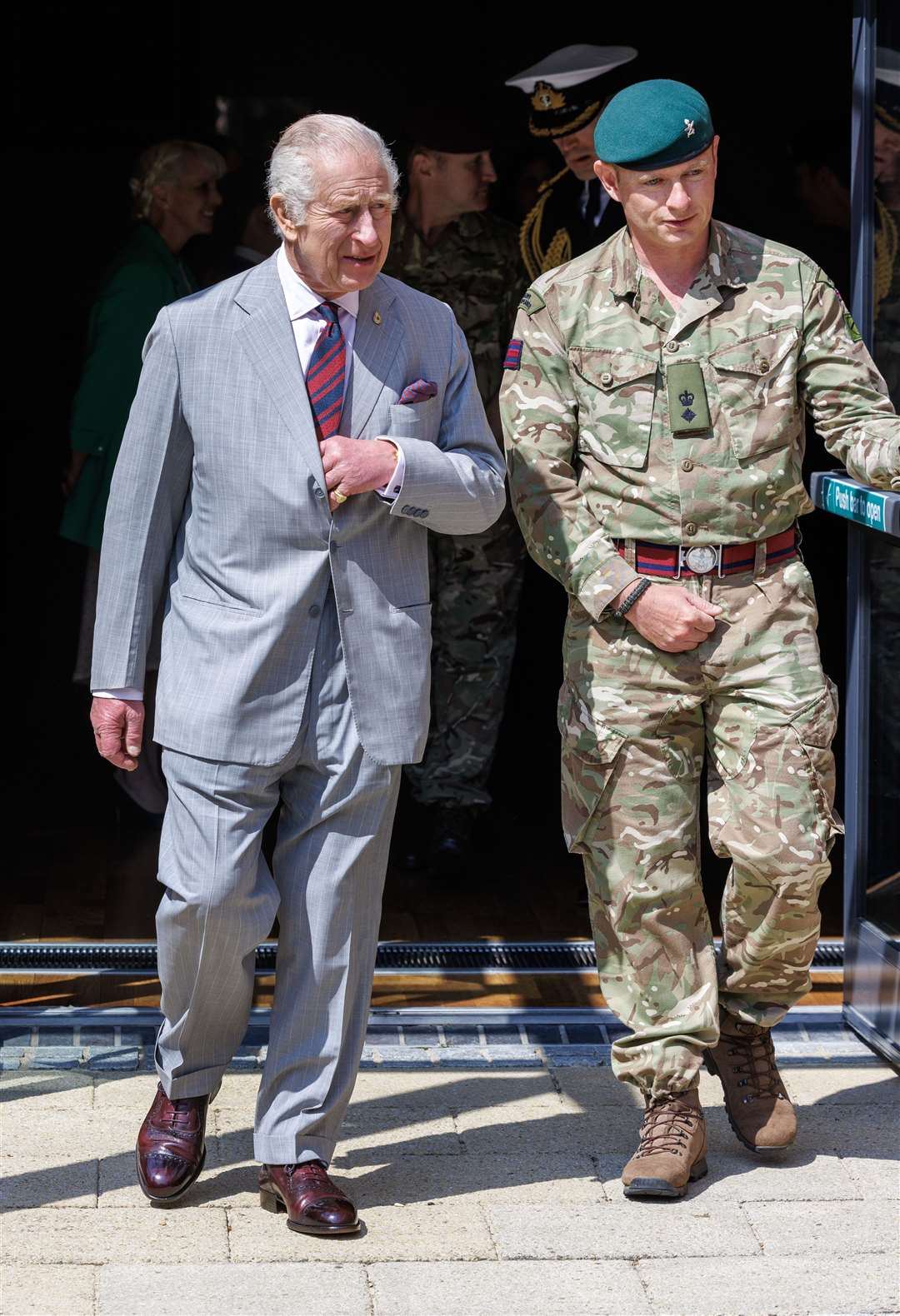 The King with Lieutenant Colonel Robert Grant during the visit (Jonathan Buckmaster/Daily Express/PA)