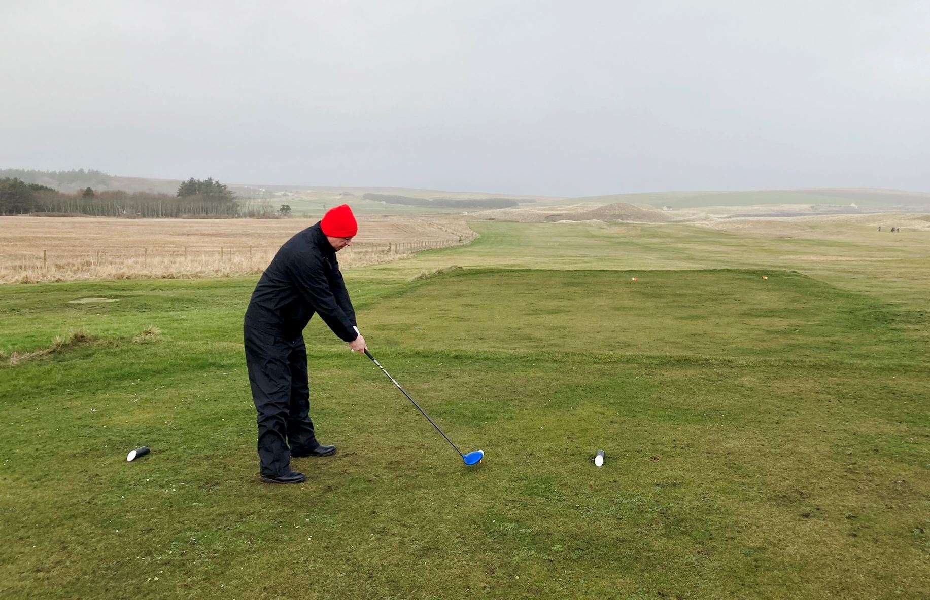 David A Craig, winner of the latest round of Reay Golf Club's North Point Senior Stableford competition, teeing off at the fourth hole.