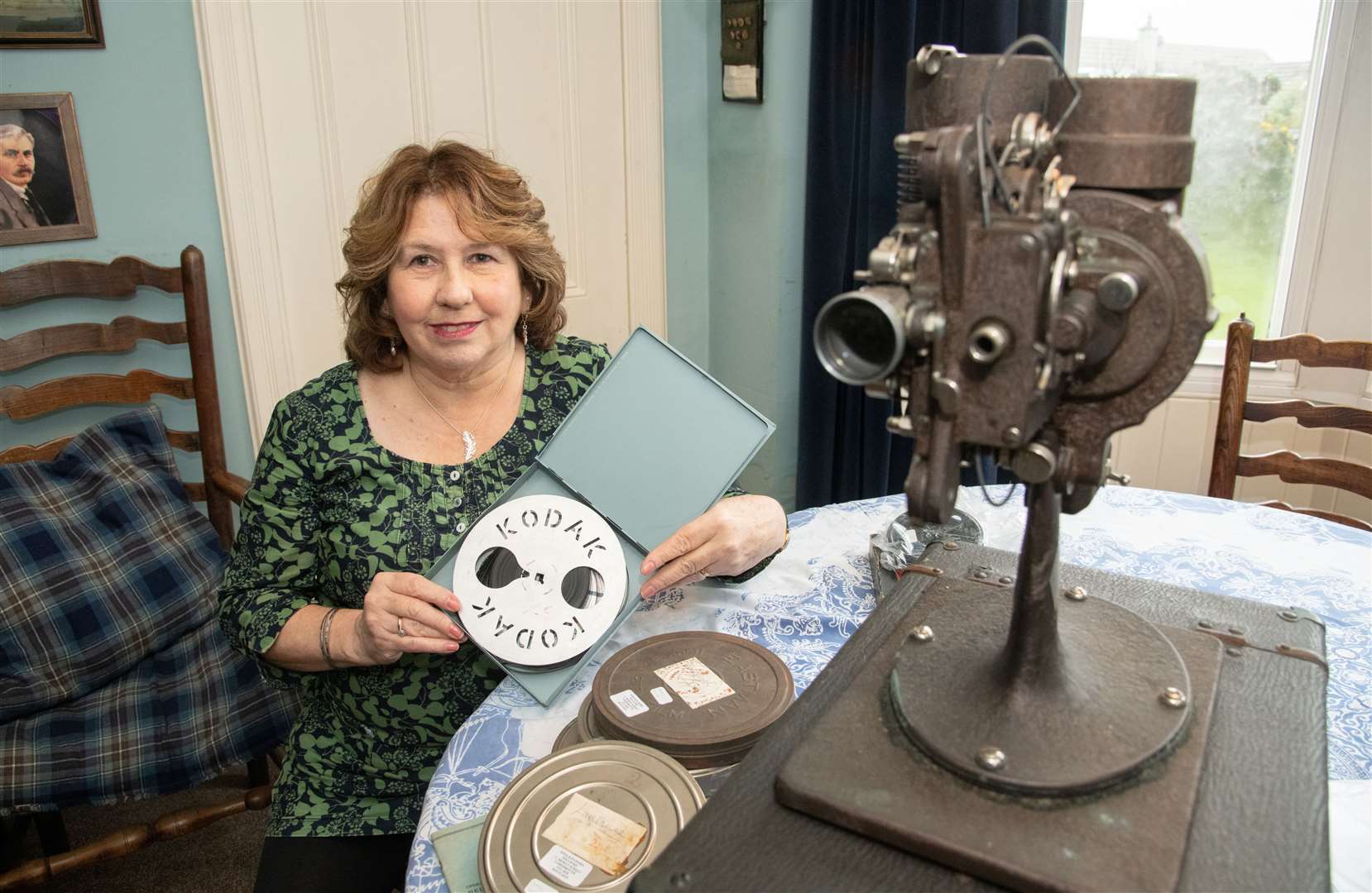 Yvonne Findlay with reels of footage of Ramsay MacDonald. Picture: Daniel Forsyth
