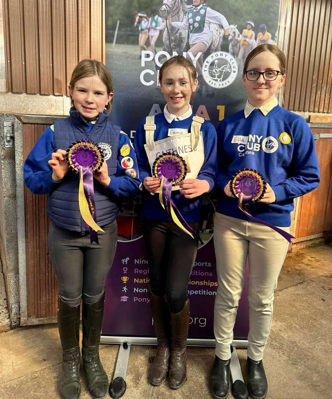 Erica Pottinger, Emmie Maclean and Ella Budge, the sixth-placed junior team.
