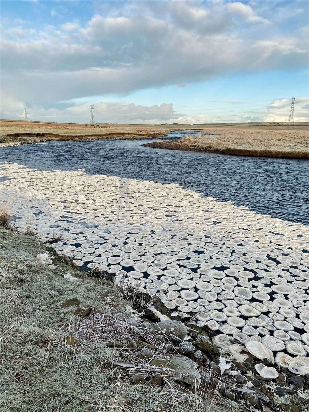 Jamie also took this picture showing hundreds of ice pancakes on December 28 last year at the upper Suilag pool on River Thurso.