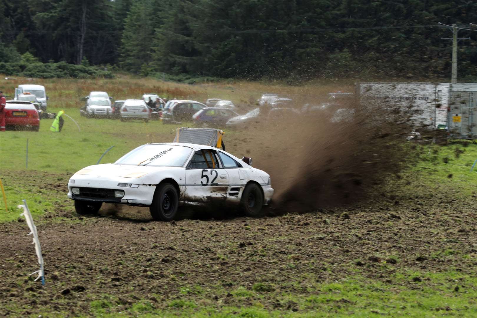 Ronald Gunn kicks up the dirt on the first corner at the Bilbster track in his MR2. Picture: James Gunn