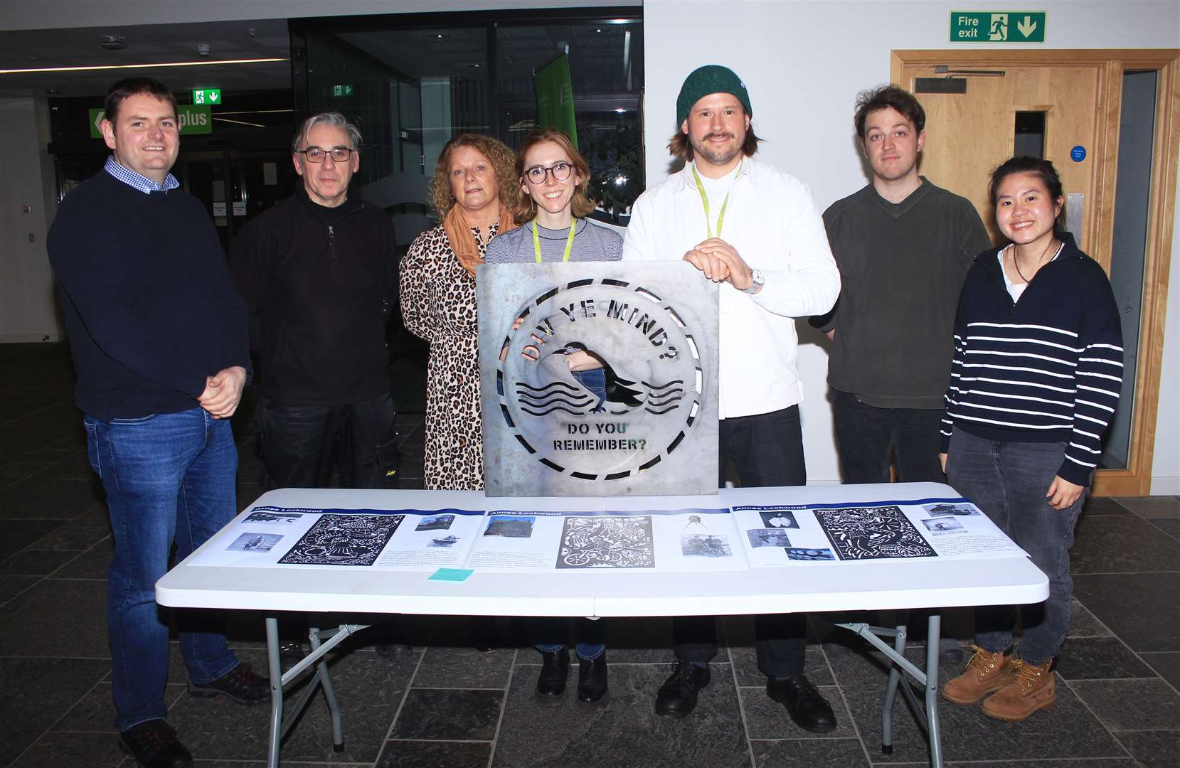 Community councillors (from left) Allan Bruce, Allan Farquhar and Joanna Coghill with members of the Sustrans Scotland team at Thursday's drop-in event in Wick. Picture: Alan Hendry