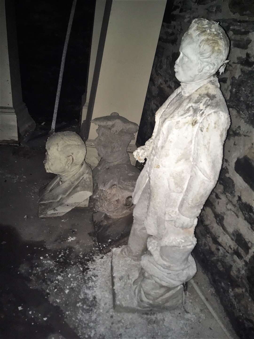 The sculptures before recovery from the damp cellar. Picture: Roy Mackenzie