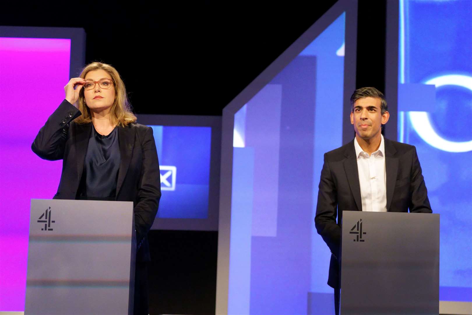 Penny Mordaunt and Rishi Sunak clashed over tax cuts in the first TV debate (Victoria/Jones/PA)