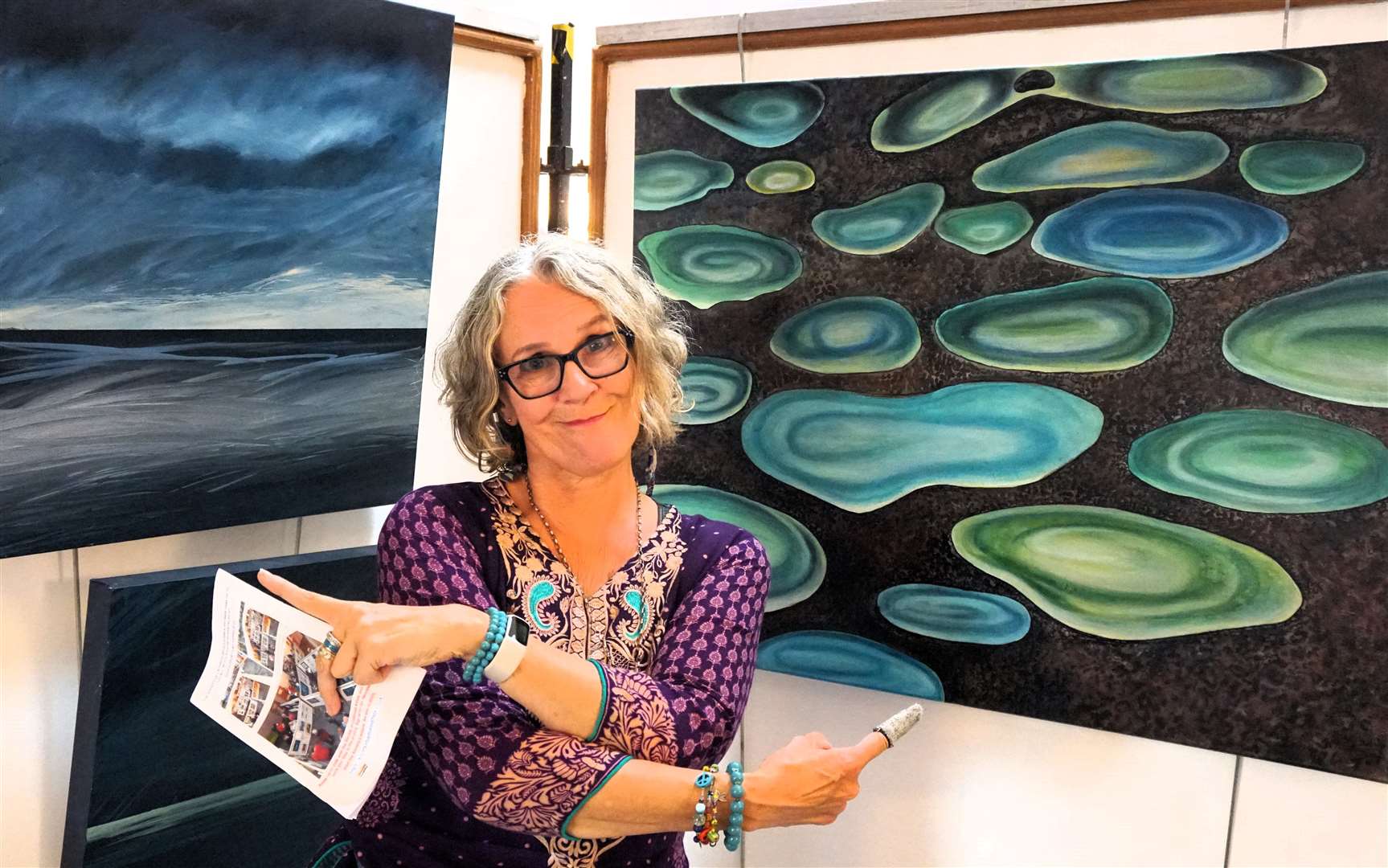 Caroline Swan has a topical take on potholes with 'A Dirge of Potholes' on the right. Picture: DGS