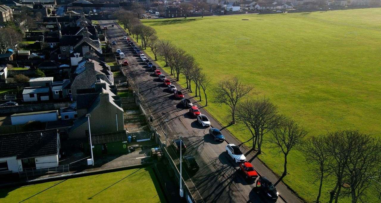 Looking down on the memorial convoy as it prepares to set off. Picture: Kevin Matthews