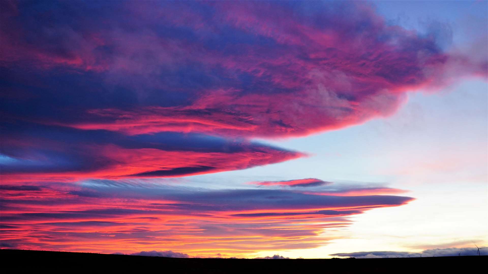 The cloud formations reddened as the sun went down adding extra drama to the scene. Pictures: DGS