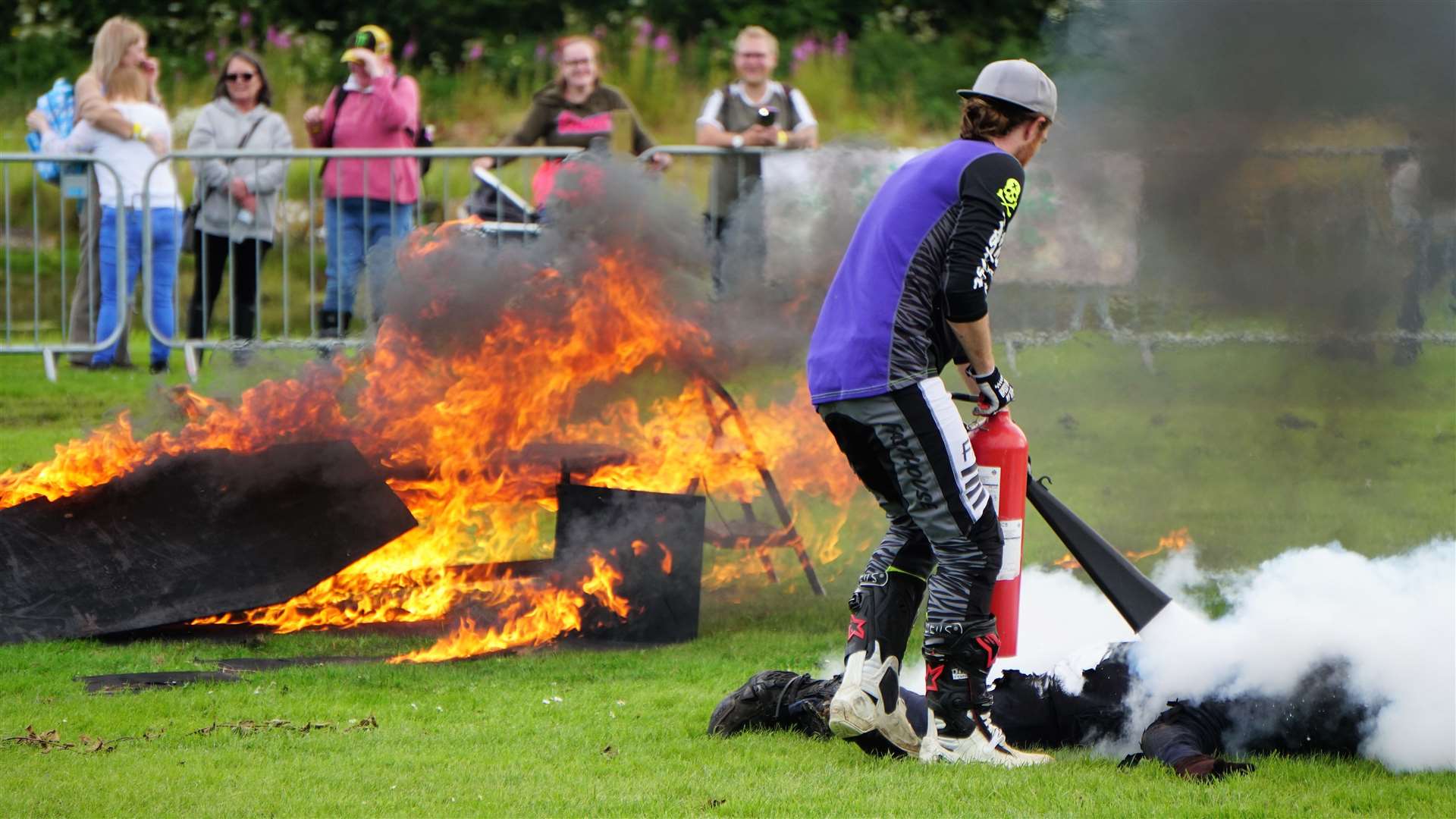 The Stannage Stunt Team's 'exploding coffin' act had the crowd enthralled. Picture: DGS