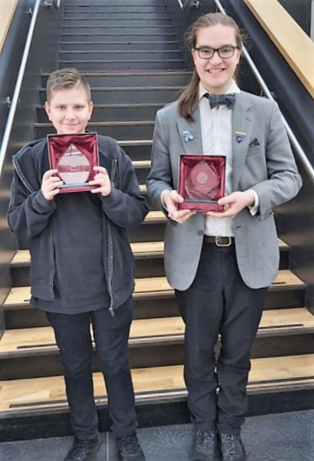 Daniel Gunn, left, and Dylan Cundall with their awards.