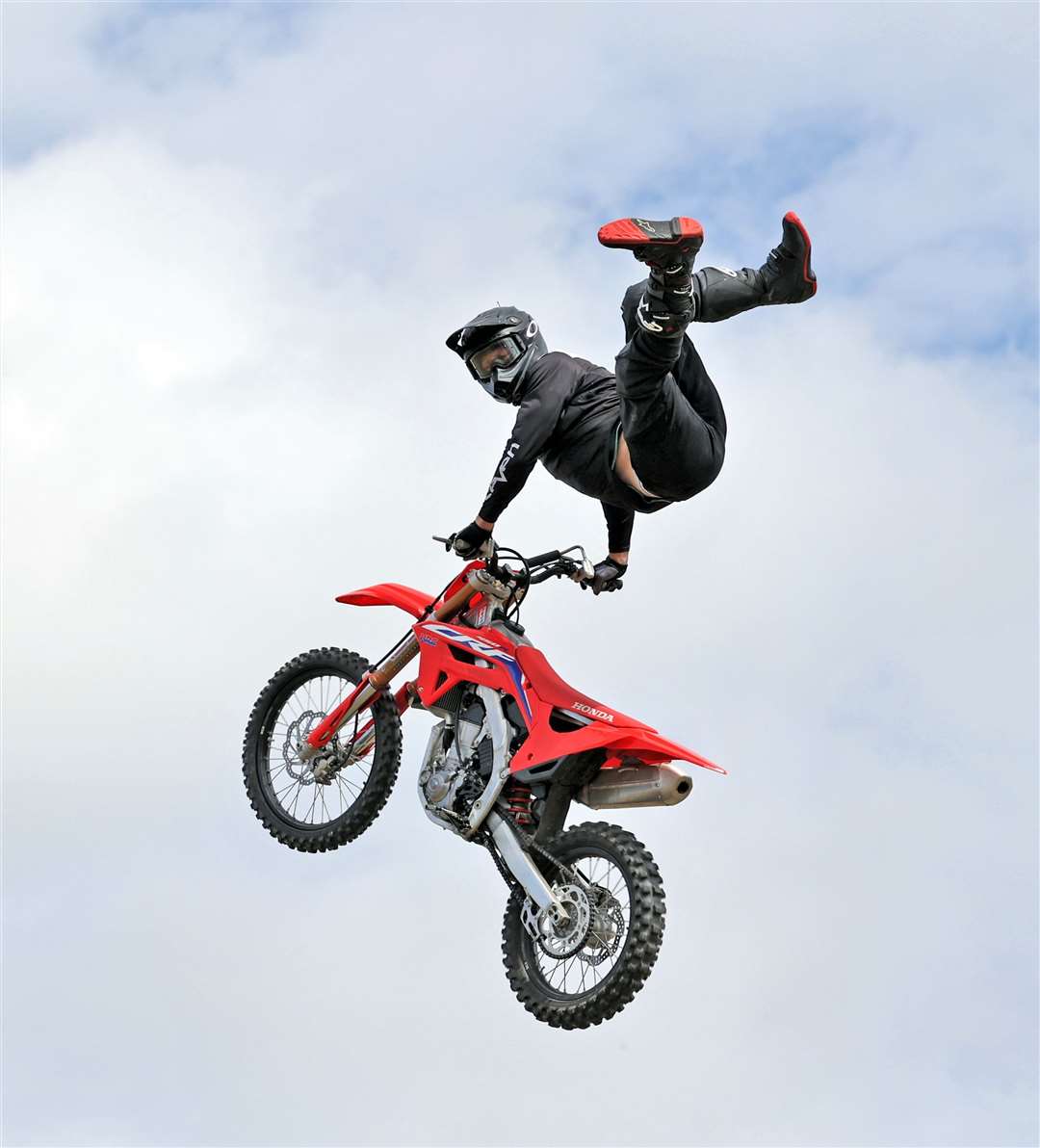 Broke FMX stunt rider in action at the County Show on Saturday afternoon. Picture: James Gunn