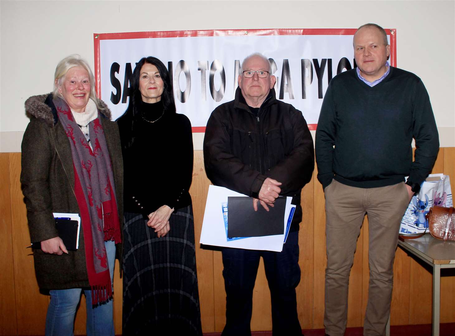 Some of the action group Dunbeath/Berriedale Community Say NO to Pylons before this week's public meeting in Dunbeath village hall. Picture: Alan Hendry