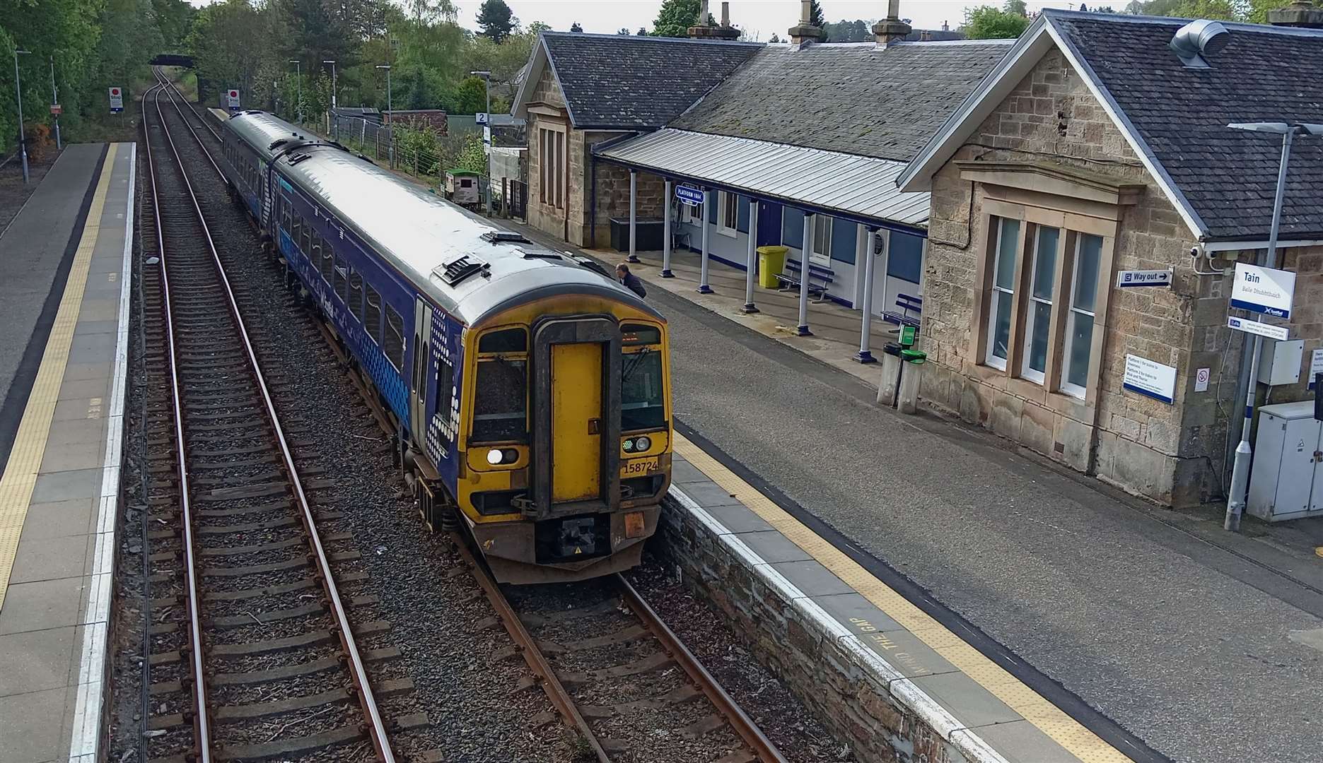 A Wick-bound train pulls up to the platform at Tain on the Far North Line. Picture: Philip Murray
