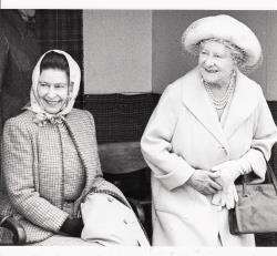The late Queen Mother seen here with the Queen at the Mey Highland Games in1987.