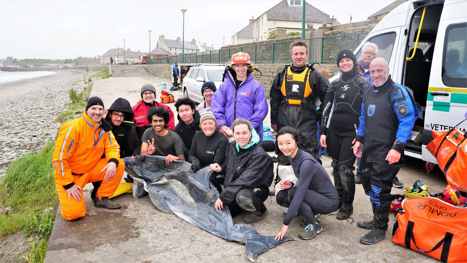 British Divers Marine Life Rescue volunteers at their training session in Thurso on Sunday. Picture: DGS