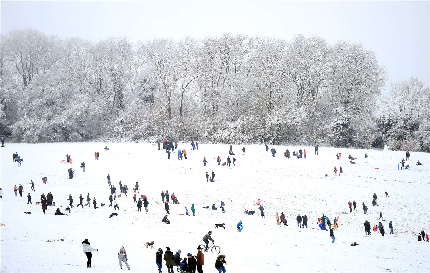 People enjoy the snow in Guildford, Surrey (Adam Davy/PA)
