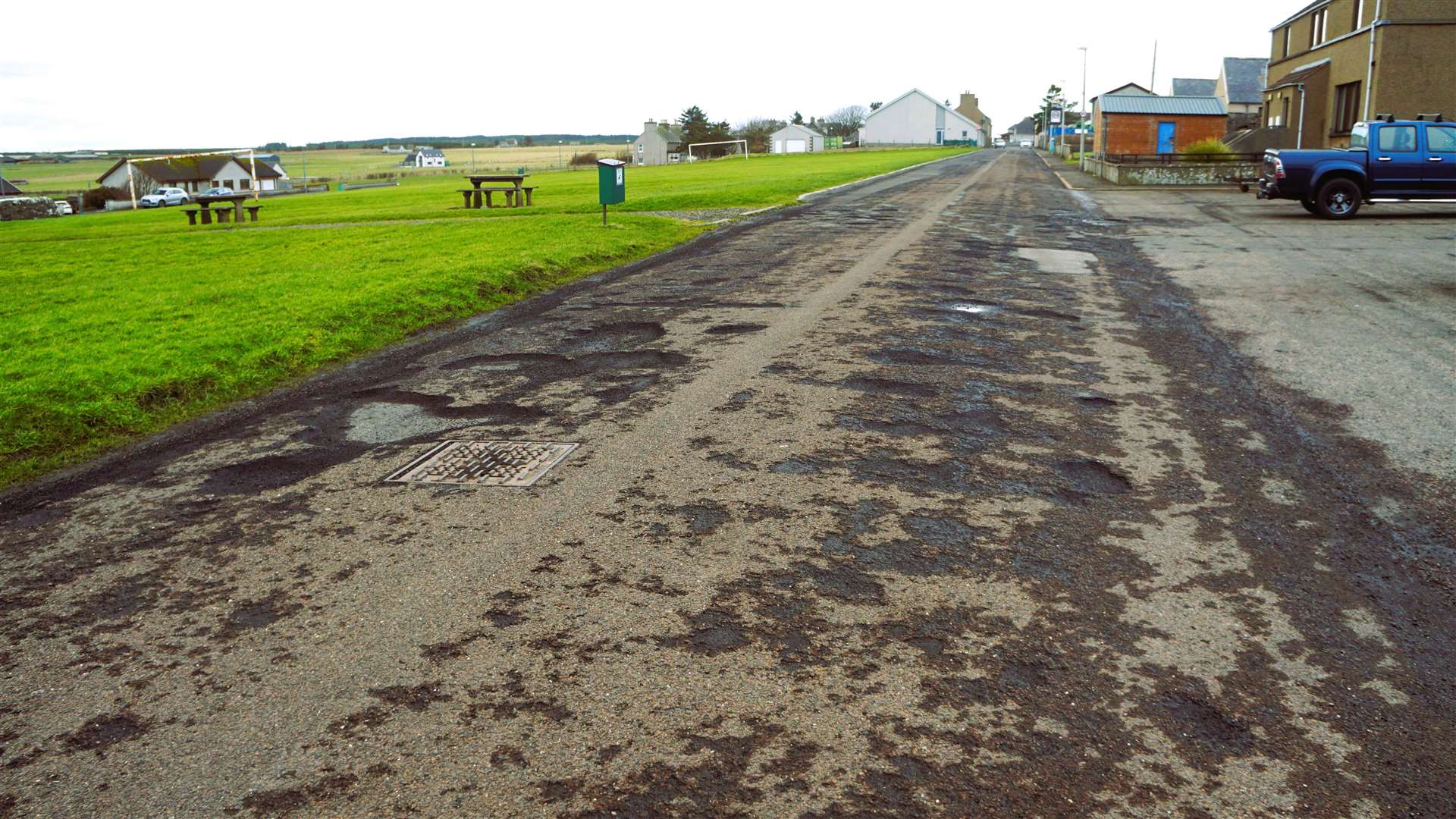 High Street in Keiss is riddled with potholes along its length which are impossible to avoid when driving. Picture: DGS