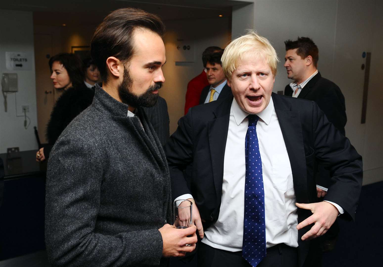 Evgeny Lebedev (left) and Boris Johnson attend a pre-lunch reception (Ian West/PA)
