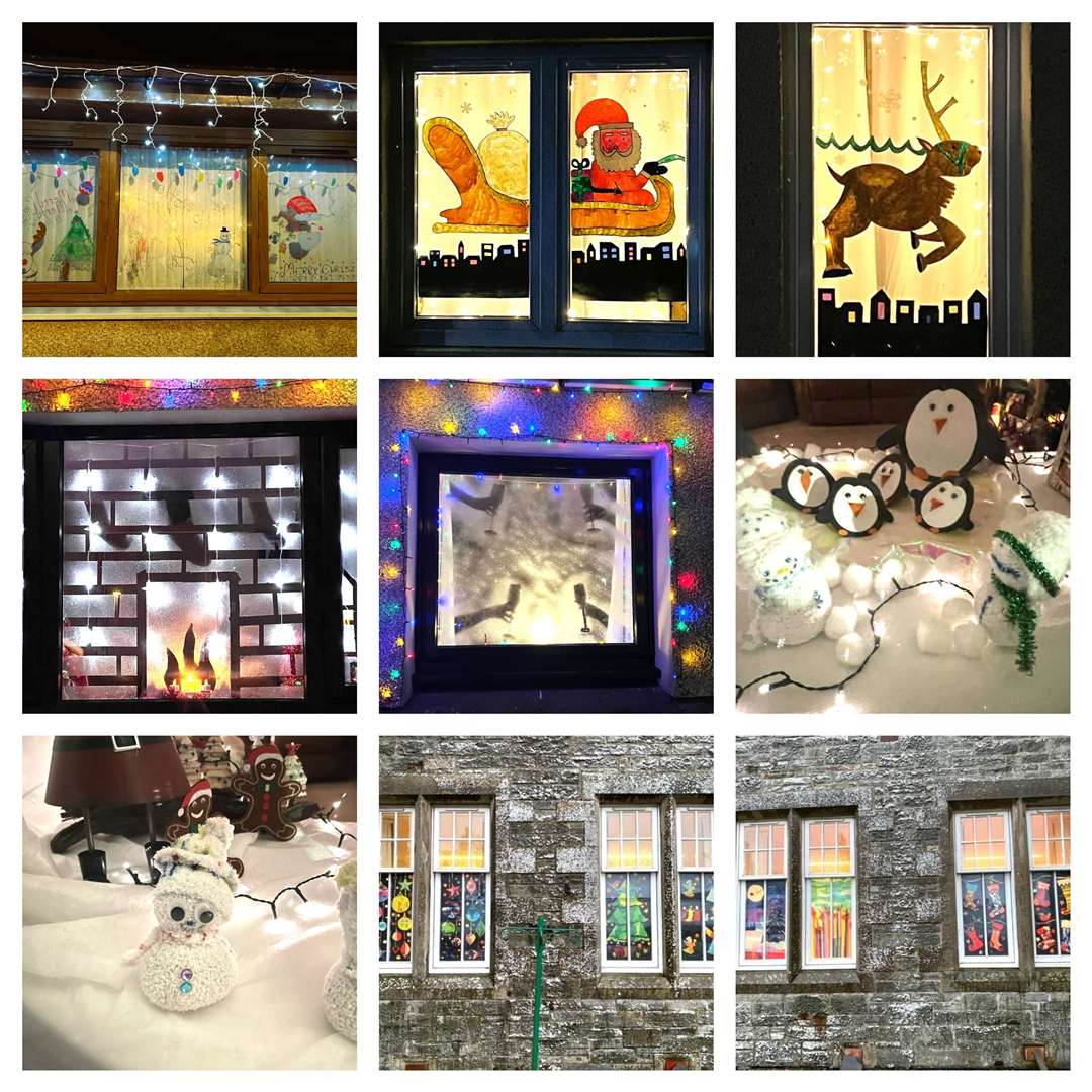 Collage of pictures from Halkirk's festive window displays. Pictures supplied