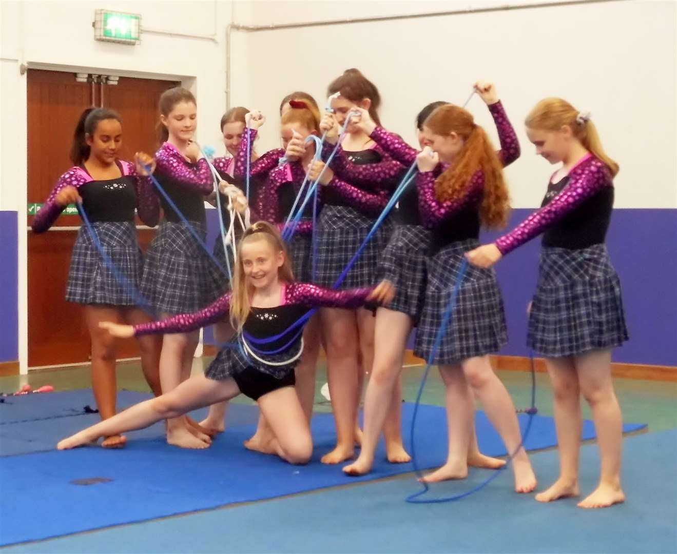 Members of Caithness Rhythmic Gymnastics putting on their display for family and friends.
