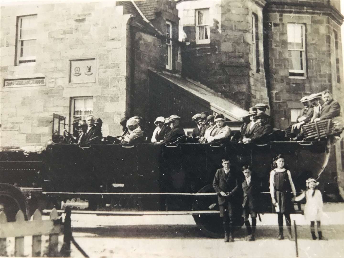 Among the photos from the Around the County chapter is this one of the first charabanc at the John O'Groats Hotel, around 1920. Picture submitted by Sheila Moir, Scarfskerry