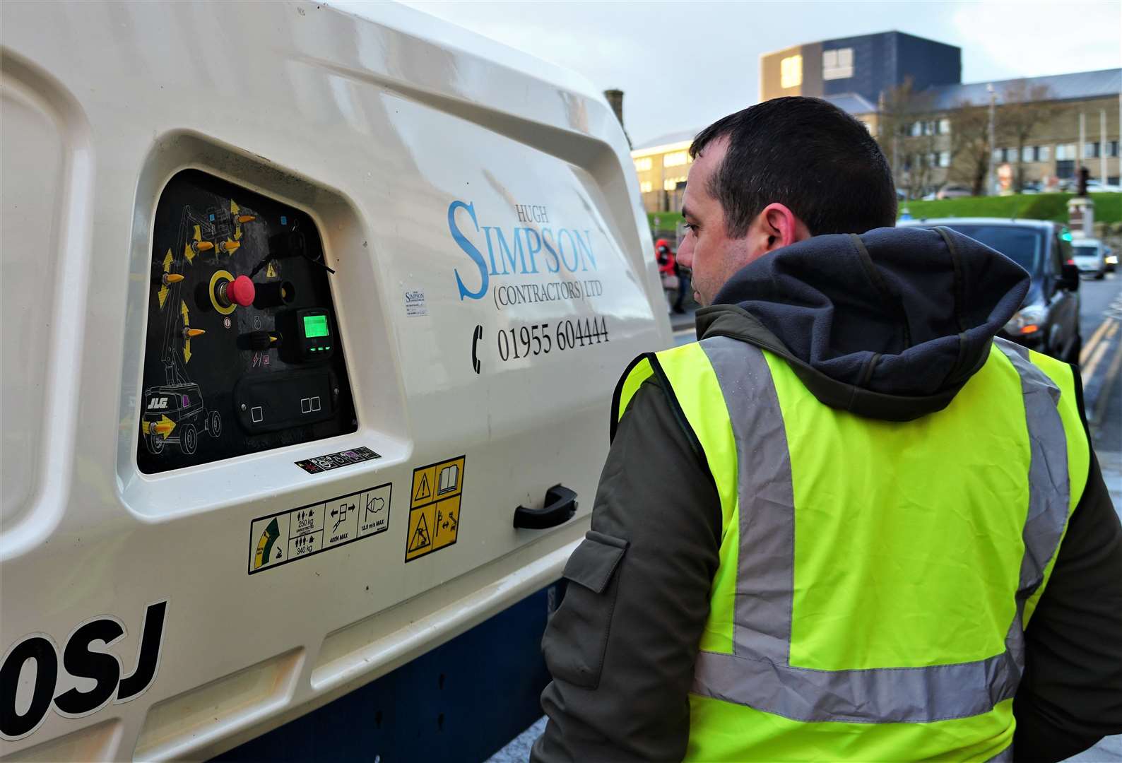 Wick Development Trust chair Jonathan Miller checks the control panel of the teleporter. Picture: DGS