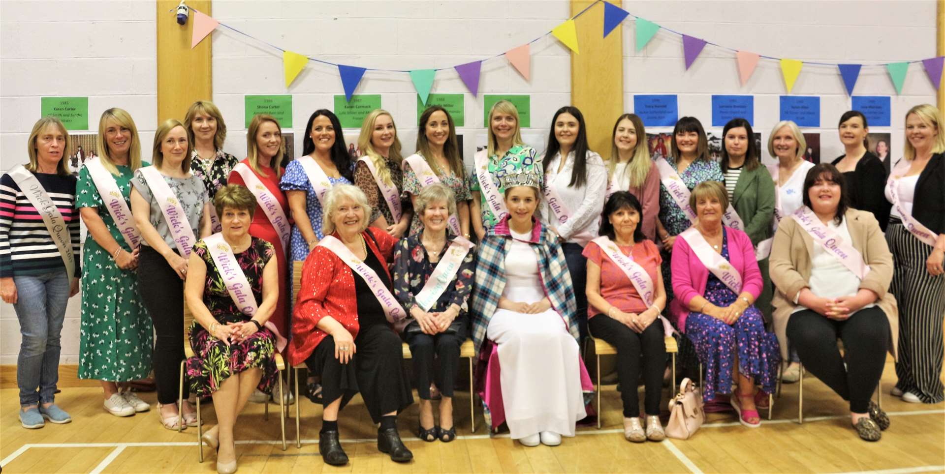 The gala queens and one herring queen gather together at Wick's Pulteney Centre. Picture: Eswyl Fell