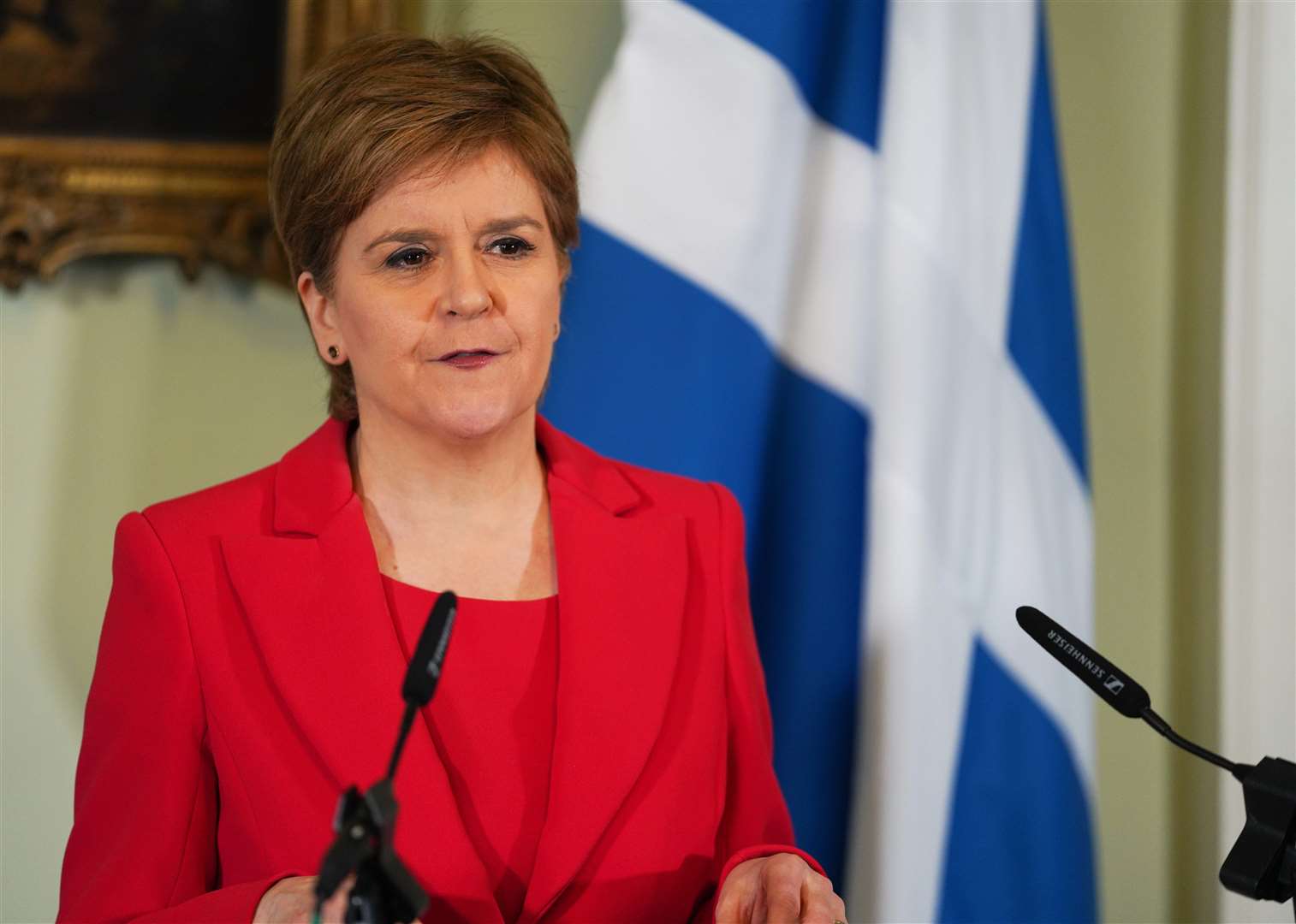 Nicola Sturgeon pictured as she announced her resignation as First Minister.