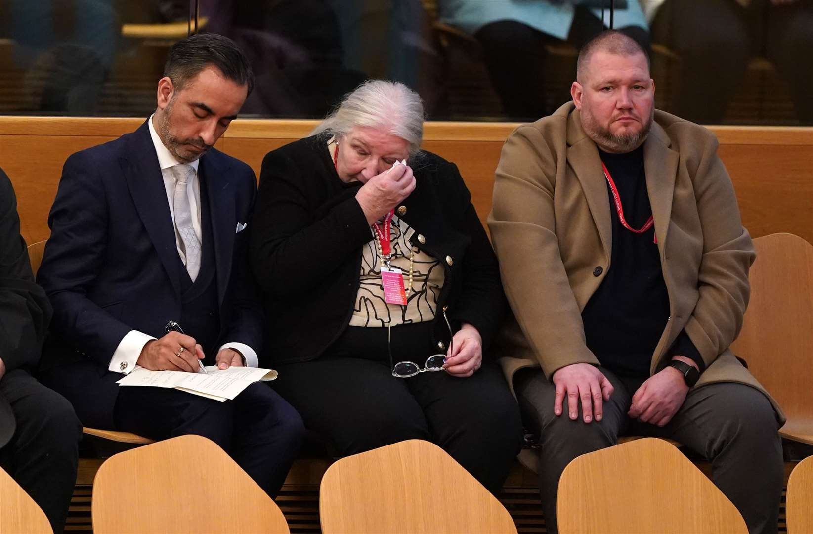 Margaret Caldwell hears the announcement of a public inquiry (Andrew Milligan/PA)