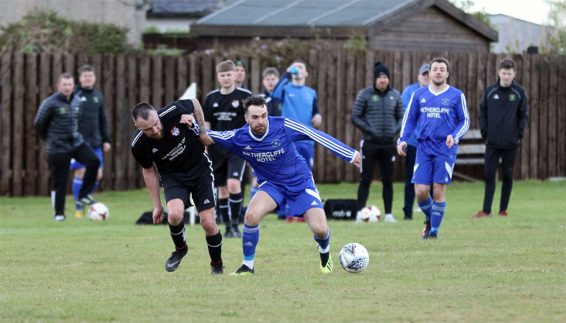 Wick Thistle's Marc Gunn (right) in action earlier this season. Picture: James Gunn