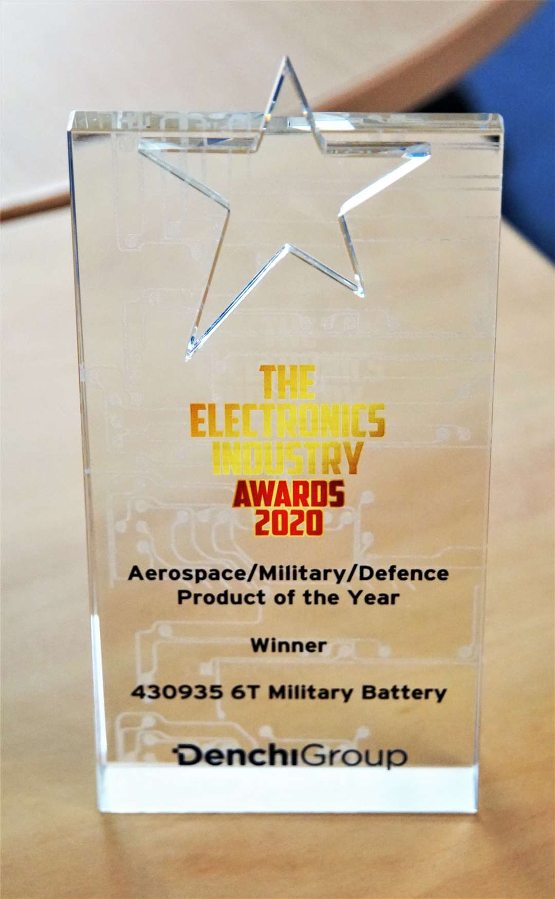 Denchi Group recently won this trophy at The Electronics Industry Awards 2020 in the category 'Aerospace/Military/Defence Product of the Year'.