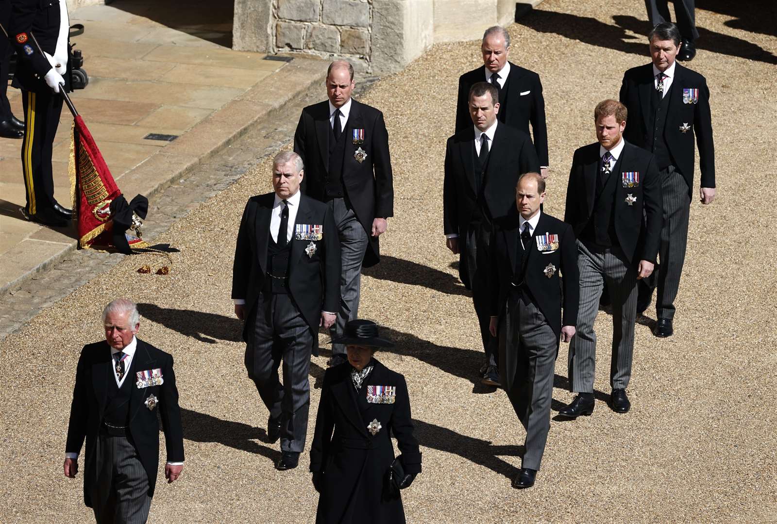 The processing royal family in morning suits or dress (Adrian Dennis/PA)