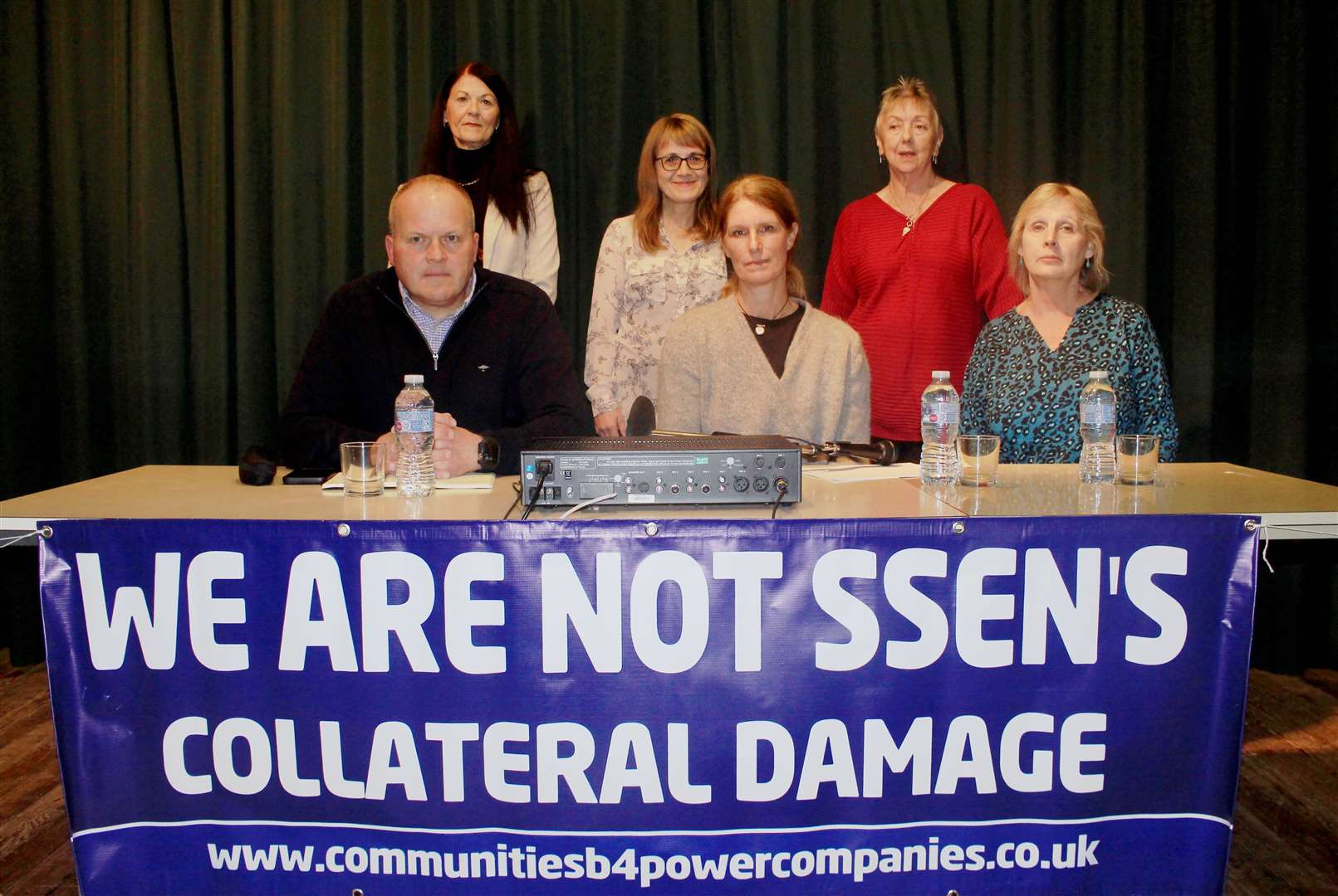 Front, from left: Angus MacInnes, chairman of Berriedale and Dunbeath Community Council, and CB4PC campaigners Denise Davis and Lyndsey Ward. Back: Lynn Parker, Davina Taylor and Winifred Sutherland of Dunbeath/Berriedale Community Say NO to Pylons.