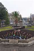 The start of Sir John's Square rainbow as part of the current Thurso Grows project which is for one year only.