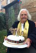 Betty celebrating her 100th birthday at her home in Edinburgh.