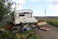 Abandoned caravan 'bashed to bits' in Causewaymire lay-by