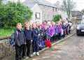 Pupils line up to board 'walking bus'