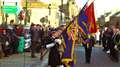 Colours are lowered as a tribute to the fallen on Remembrance Sunday in Thurso. Picture: DGS