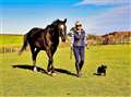 Day 15 of the charity walk. Natalie is pictured with her horse The Great Gatsby along with her constant companion Louis Vuitton the chihuahua.