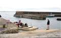 A small party of film crew were at Keiss harbour preparing for the scene showing Lord Mountbatten's boat being blown up.