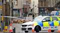 Tons of masonry collapsed onto the street from the parapet of the former Clydesdale Bank on Traill Street in Thurso this morning. Picture: DGS