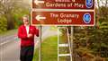 The new sign for the lodge was just being erected.