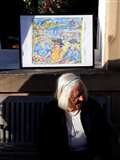 Betty with the painting created by her artist daughter Fionna.