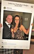 Brian and his partner Lyndsay Gunn celebrate after winning the Scottish Taxi Company of the Year title at a grand ceremony in Glasgow.