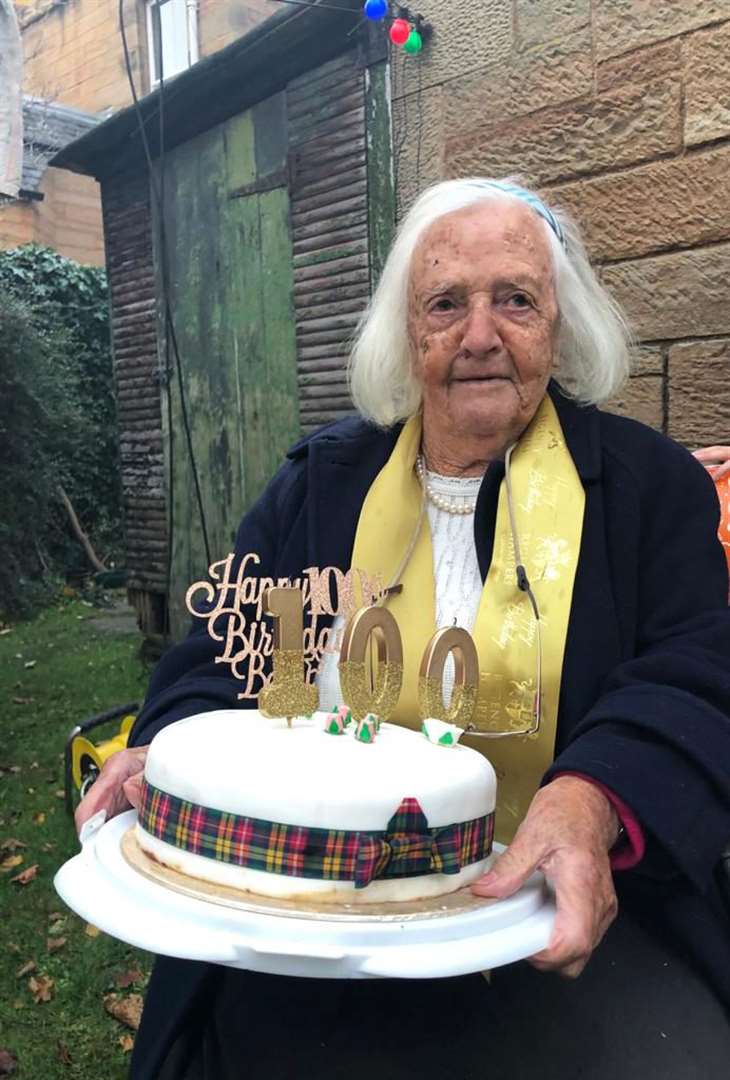 Betty celebrating her 100th birthday at her home in Edinburgh.