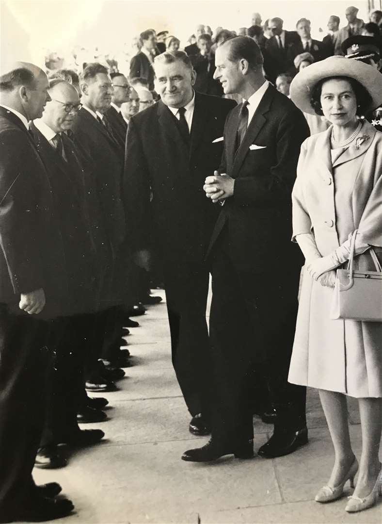Prince Philip and the Queen along with Wick Provost William Dunnett. Picture courtesy of Anne Dunnett
