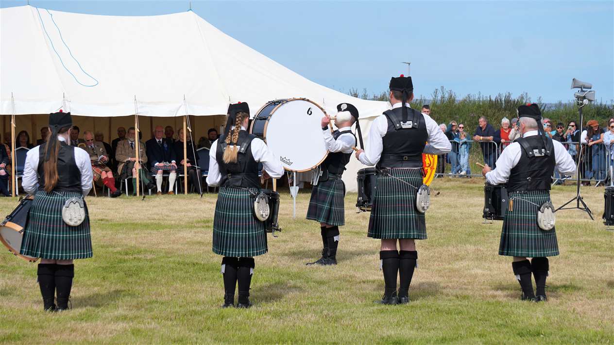 Combined pipe bands from Wick and Thurso provided entertainment. Picture: DGS
