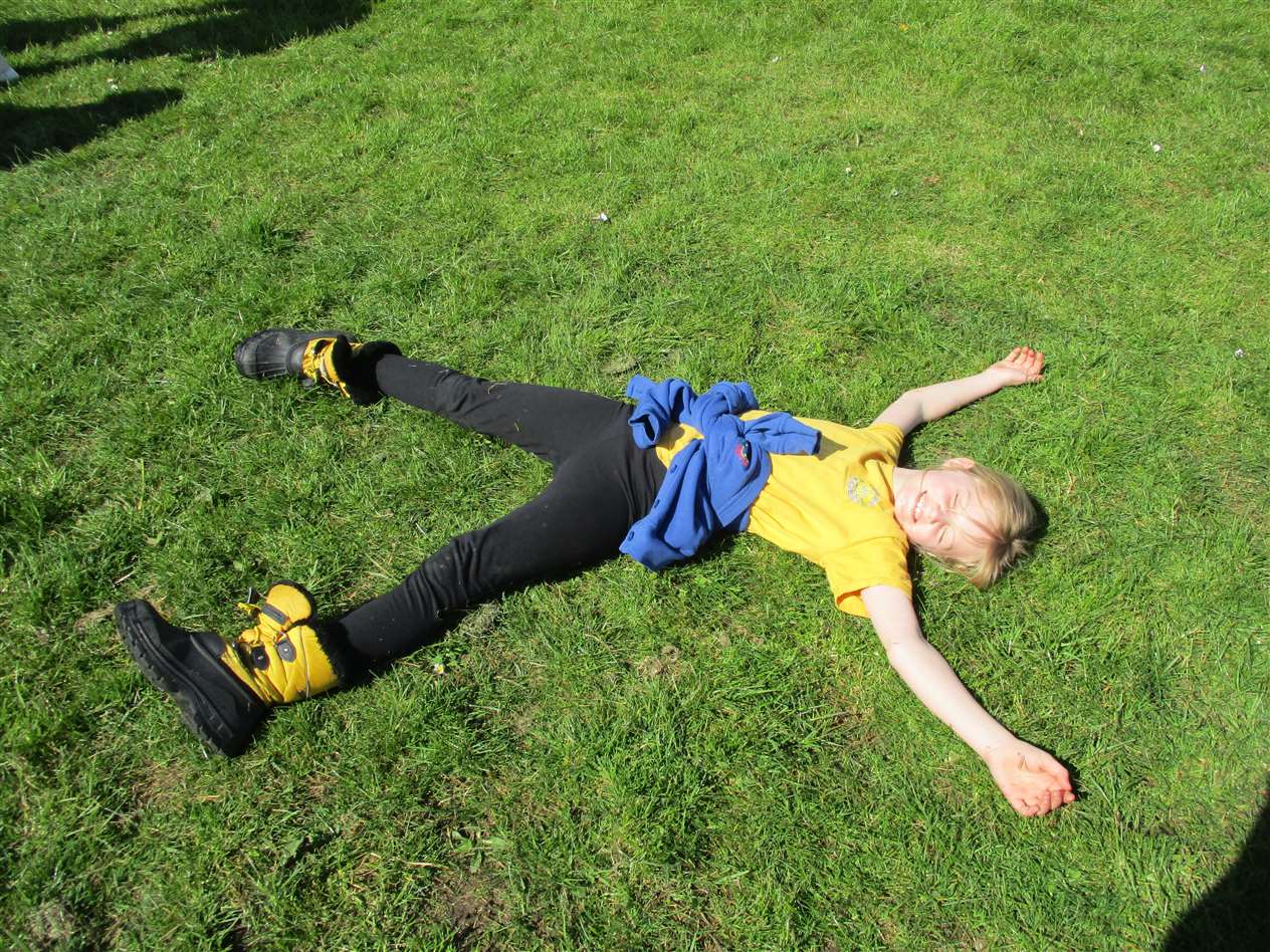 One of the P4 learners takes a well-earned rest!
